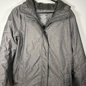 L.L.Bean Womens Large Reg Insulated Hooded Jacket Gray Winter Coat